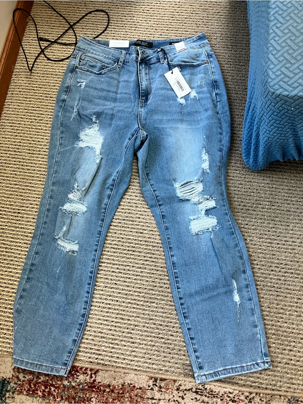 Judy Blue Light Blue Distressed Boyfriend Jeans